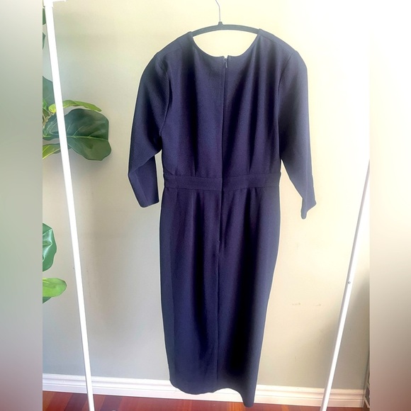 ASOS Navy Wrap Midi Dress 3/4 sleeves Size 6 - Picture 2 of 3